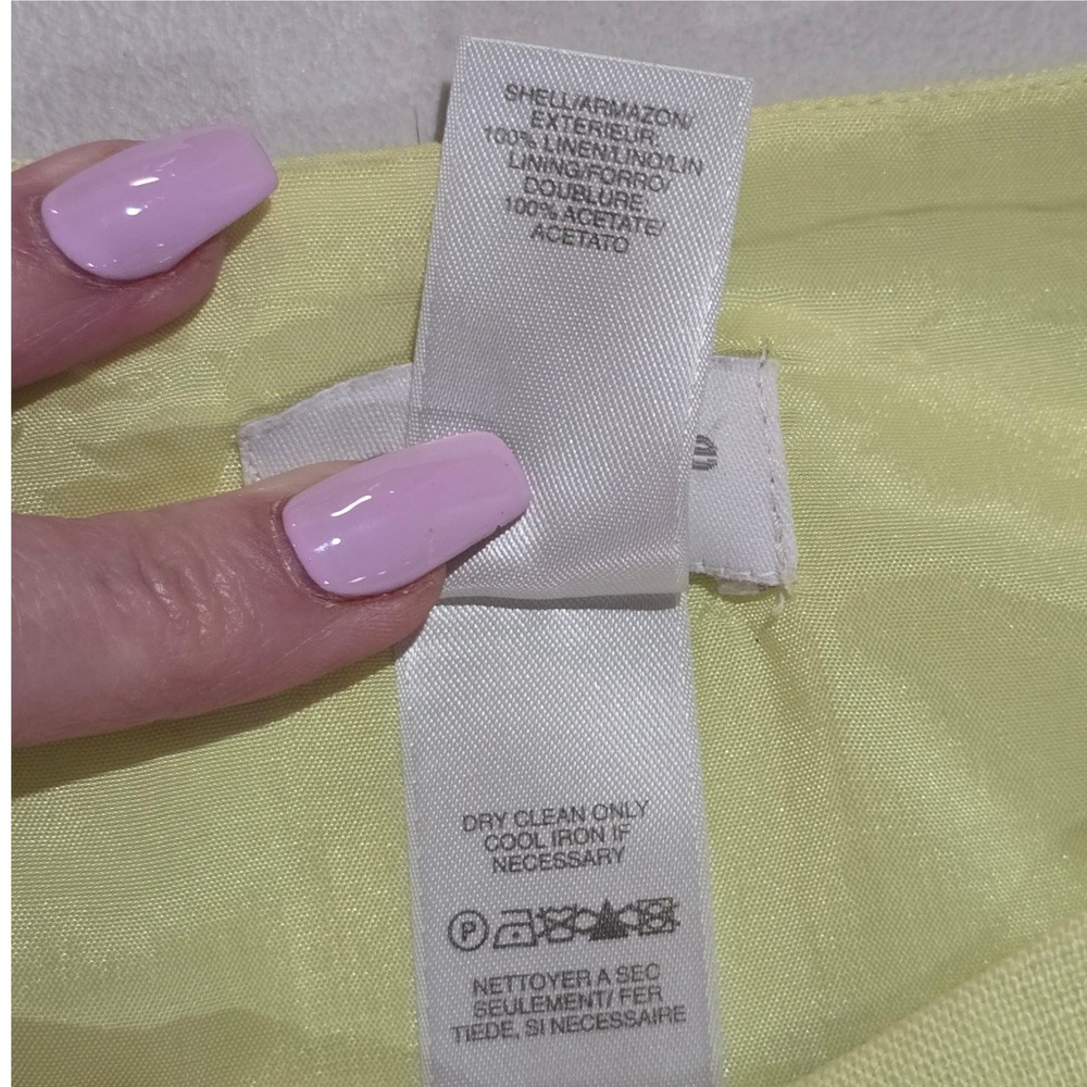 Butter‎ Yellow Linen Blend Sheath Dress Button Tab Midi Womens 10 Brunch Coastal - Picture 10 of 12